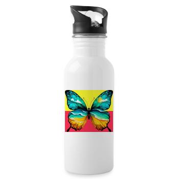 papillon - Gourde avec paille intégrée - blanc - Droite