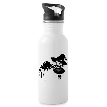 Cute Witch with Spider Halloween Motif - Water bottle with straw - white - Right