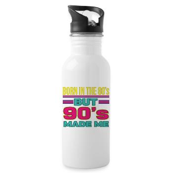 Born in the 80s But 90s Made Me Retro - Trinkflasche mit integriertem Trinkhalm - Weiß - Rechts