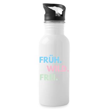 Früh Wild Frei – Frühlingsfest Festival Outfit - Trinkflasche mit integriertem Trinkhalm - Weiß - Rechts