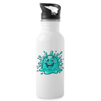 Cheerful Water Splash Cartoon - Water bottle with straw - white - Right