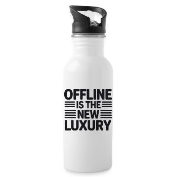 Offline Is The New Luxury Saying Digital Detox - Water bottle with straw - white - Right