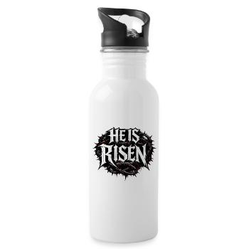 He is risen - Trinkflasche mit integriertem Trinkhalm - Weiß - Rechts
