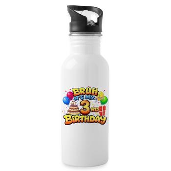 3rd birthday shirt 3rd birthday gift boy girl 3rd - Water bottle with straw - white - Right