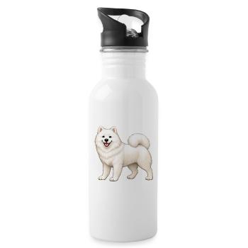 Weißer, pelziger Samojeden - Trinkflasche mit integriertem Trinkhalm - Weiß - Rechts