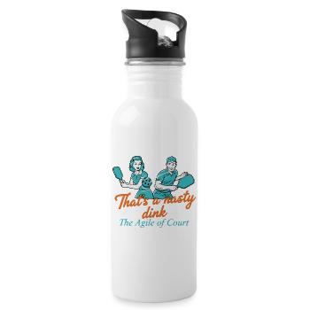 Pickleball-Spieler, der ein fieser Dink Agile Court ist - Trinkflasche mit integriertem Trinkhalm - Weiß - Rechts