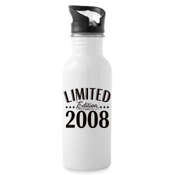 Limited Edition 2008 Geburtstag Vintage Retro - Trinkflasche mit integriertem Trinkhalm - Weiß - Rechts
