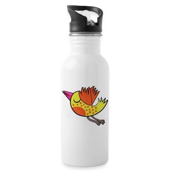 Little Yellow Bird - Water bottle with straw - white - Right