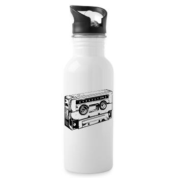 Retro Cassette - Water bottle with straw - white - Right