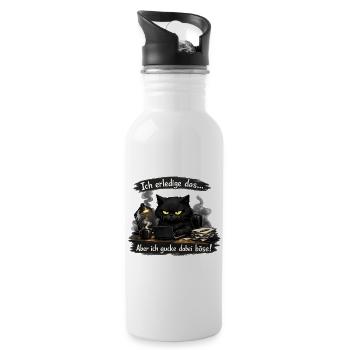 Ich mach das aber ich gucke dabei böse Katze - Trinkflasche mit integriertem Trinkhalm - Weiß - Rechts