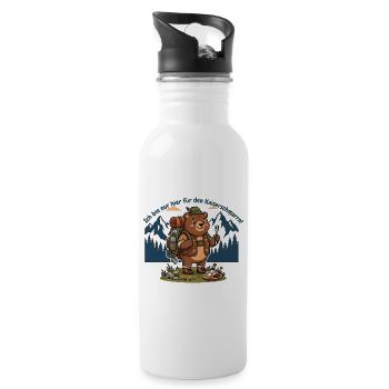 Kaiserschmarrn Wanderbär - Lustiges Wandershirt - Trinkflasche mit integriertem Trinkhalm - Weiß - Rechts