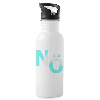 Nö Nein Dagegen Demo - Trinkflasche mit integriertem Trinkhalm - Weiß - Rechts