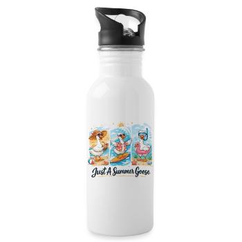 Sommer-Gänse Trio Summer Vibe Urlaub Strand - Trinkflasche mit integriertem Trinkhalm - Weiß - Rechts