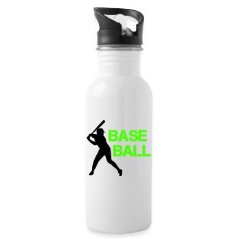 Baseball Neon Grunge Font - Water bottle with straw - white - Right