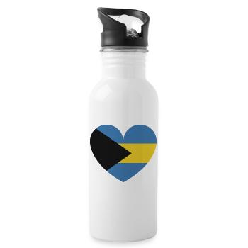 Heart Bahamas Flagge - Trinkflasche mit integriertem Trinkhalm - Weiß - Rechts