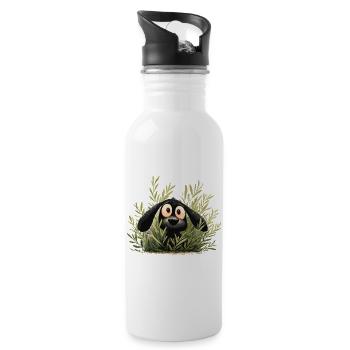 Dog in the bushes forest whistle - Water bottle with straw - white - Right