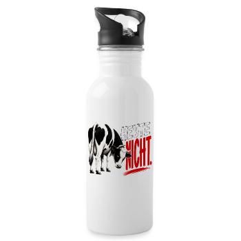 Heute nicht -Kuh T-Shirt - Trinkflasche mit integriertem Trinkhalm - Weiß - Rechts