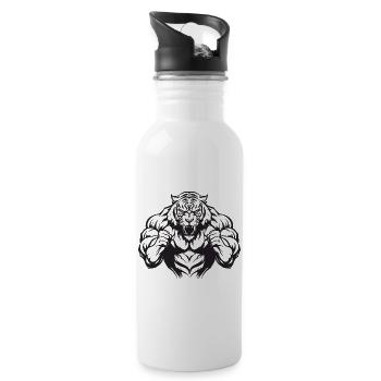 Tiger Workout Gym - Water bottle with straw - white - Right