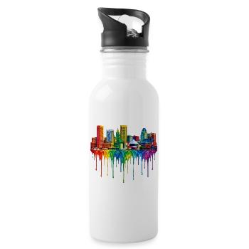 Baltimore Maryland Tropfende Farbe - Trinkflasche mit integriertem Trinkhalm - Weiß - Rechts
