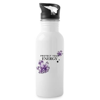 Amas de cristaux violets sur fond noir - Gourde avec paille intégrée - blanc - Droite