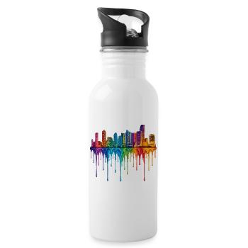Miami Florida Dripping Art - Water bottle with straw - white - Right