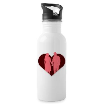 Couple Silhouette Amour Romance Petit ami de la Saint-Valentin - Gourde avec paille intégrée - blanc - Droite