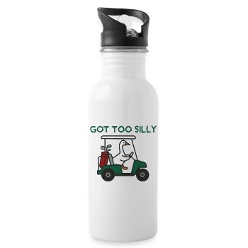 Goose in golf cart - Water bottle with straw - white - Right