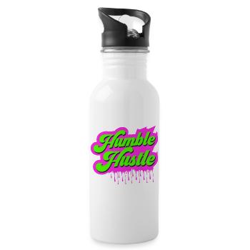 Humble Hustle Entrepreneur Businessman Businesswo - Water bottle with straw - white - Right