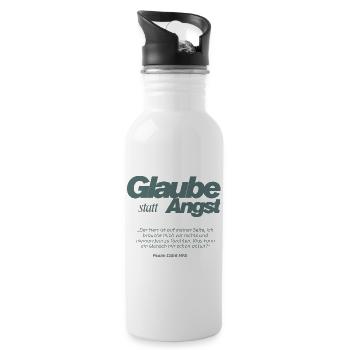 Glaube statt Angst Psalm 118:6 - Trinkflasche mit integriertem Trinkhalm - Weiß - Rechts