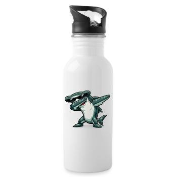 Dabbing hammerhead shark - Water bottle with straw - white - Right