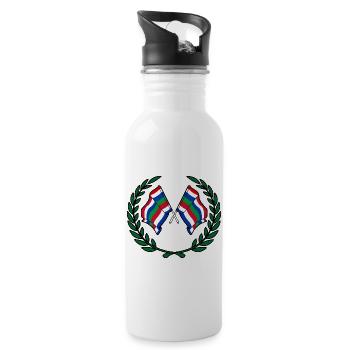 Schier Lorbeerflaggen – Inselstolz - Trinkflasche mit integriertem Trinkhalm - Weiß - Rechts