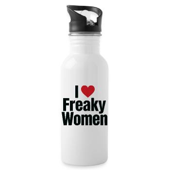 I Love Freaky Women - Water bottle with straw - white - Right