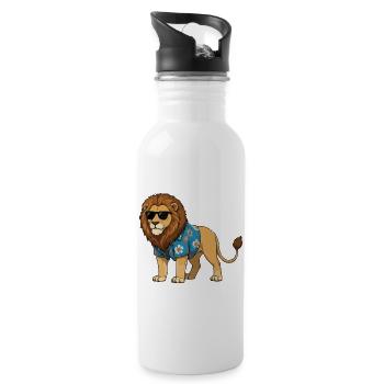 Lion en tenue hawaïenne - Gourde avec paille intégrée - blanc - Droite