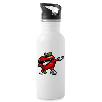Dabbing Red Apple - Water bottle with straw - white - Right