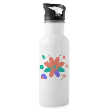 Buntes Design der modernen Kunst - Trinkflasche mit integriertem Trinkhalm - Weiß - Rechts