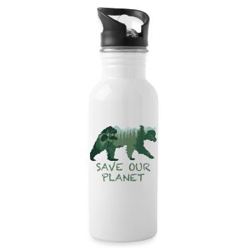 Forêt naturelle d’ours Conservation de la nature - Gourde avec paille intégrée - blanc - Droite