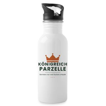 Königreich Parzelle – Kleingarten Spruch - Trinkflasche mit integriertem Trinkhalm - Weiß - Rechts