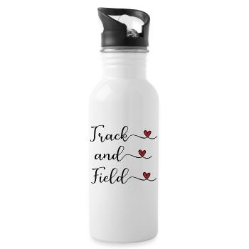 Track and Field handwritten Logo with Hearts - Water bottle with straw - white - Right