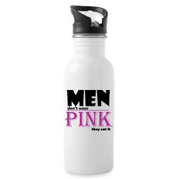 Pink Serif Logo Tee Art - Trinkflasche mit integriertem Trinkhalm - Weiß - Rechts