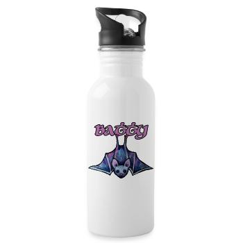 Batty Neon Bat Illustration - Water bottle with straw - white - Right