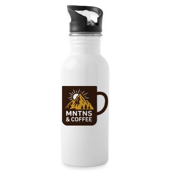 Berge Kaffee Tasse Abzeichen - Trinkflasche mit integriertem Trinkhalm - Weiß - Rechts