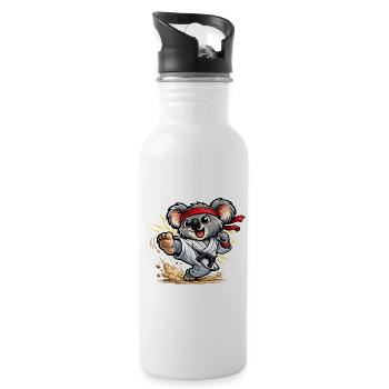 Süßer Koala macht Karate - Trinkflasche mit integriertem Trinkhalm - Weiß - Rechts