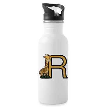 Giraffe with golden R - Water bottle with straw - white - Right