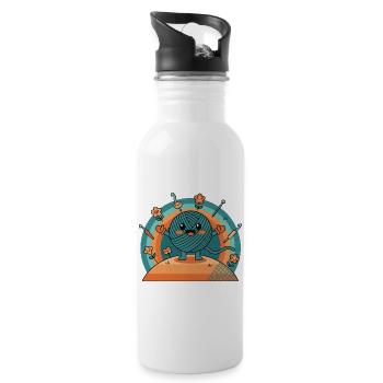 Lustiger Häkel-Garnliebhaber-Häkelkreis - Trinkflasche mit integriertem Trinkhalm - Weiß - Rechts