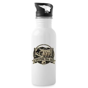 SHEEPDOG TRIAL DAY Dog - Water bottle with straw - white - Right