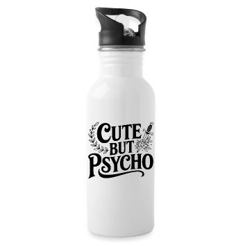 Niedlich, aber psycho - Trinkflasche mit integriertem Trinkhalm - Weiß - Rechts