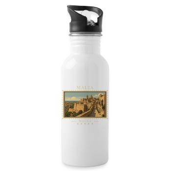 Malta Mdina Vintage Travel Brand - Water bottle with straw - white - Right
