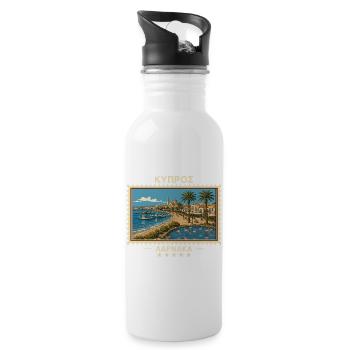 Zypern Larnaka Vintage Reisemarke - Trinkflasche mit integriertem Trinkhalm - Weiß - Rechts
