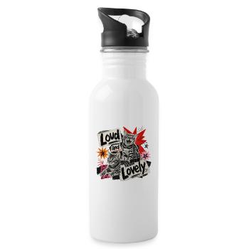 Naughty & Loud Bengal Cat - Water bottle with straw - white - Right