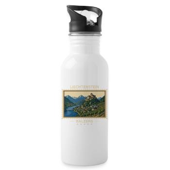 Liechtenstein Balzers Vintage Reisemarke - Trinkflasche mit integriertem Trinkhalm - Weiß - Rechts
